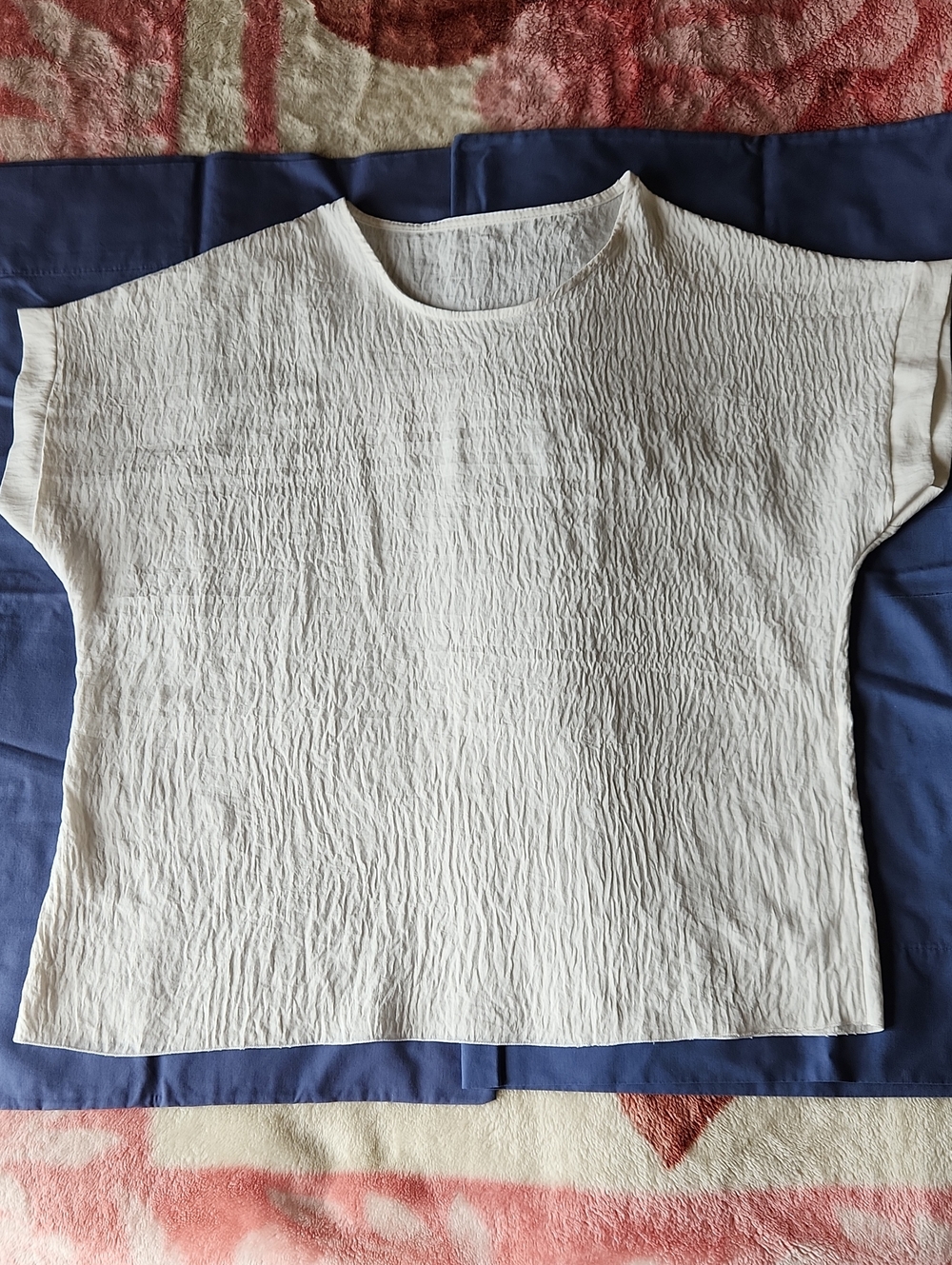 Women’s Cream Textured Short-Sleeve Top - Casual Comfort
